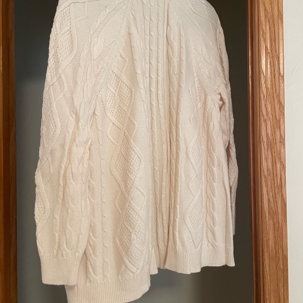 JJill cable knit open ivory cardigan - Picture 2 of 6